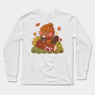 Cute Autumn Beaver Long Sleeve T-Shirt